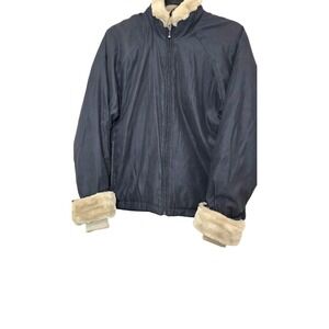 Woolrich Women's M Black Jacket Faux Fur Collar & Cuffs Shell Warm Outdoor Wear